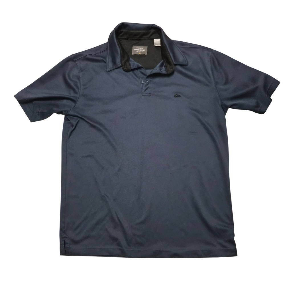 Quiksilver Waterman Mens Navy Blue Performance Mesh Short Sleeve Polo Shirt M